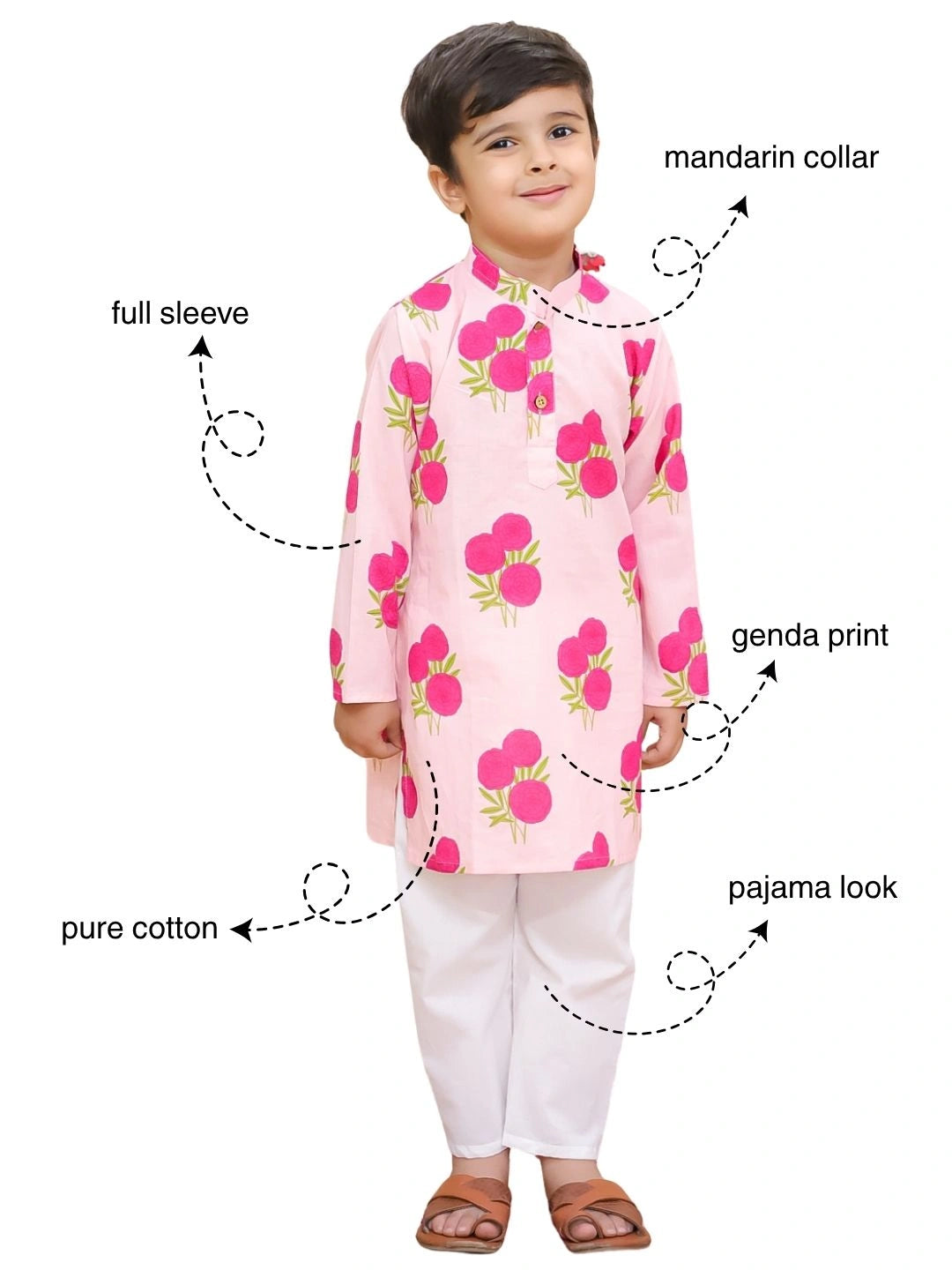 BownBee Pure Cotton Full Sleeve Kurta & Pajama Set For Boys