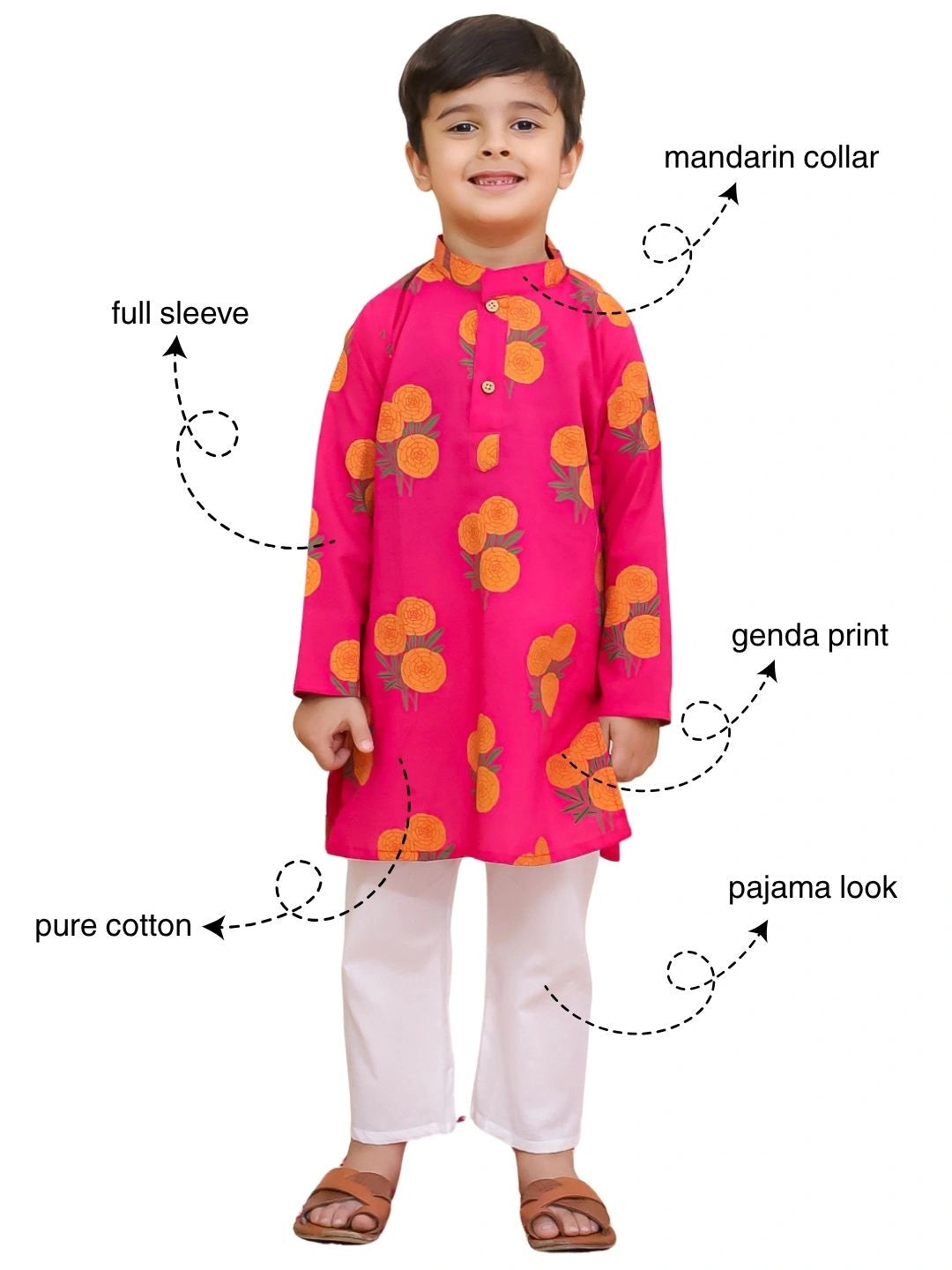 BownBee Pure Cotton Full Sleeve Kurta & Pajama Set For Boys