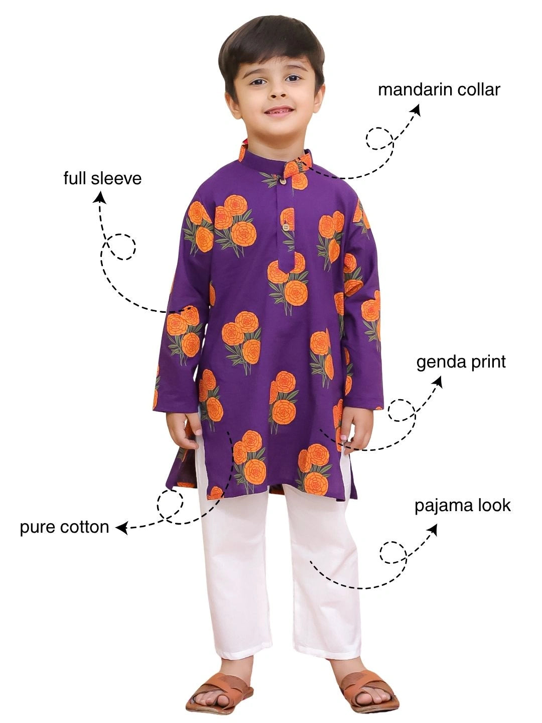 BownBee Pure Cotton Full Sleeve Kurta & Pajama Set For Boys