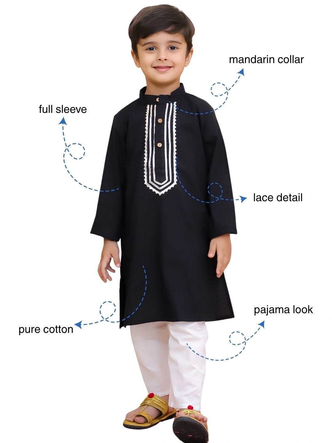 BownBee Pure Cotton Full Sleeve Kurta & Pajama Set For Boys