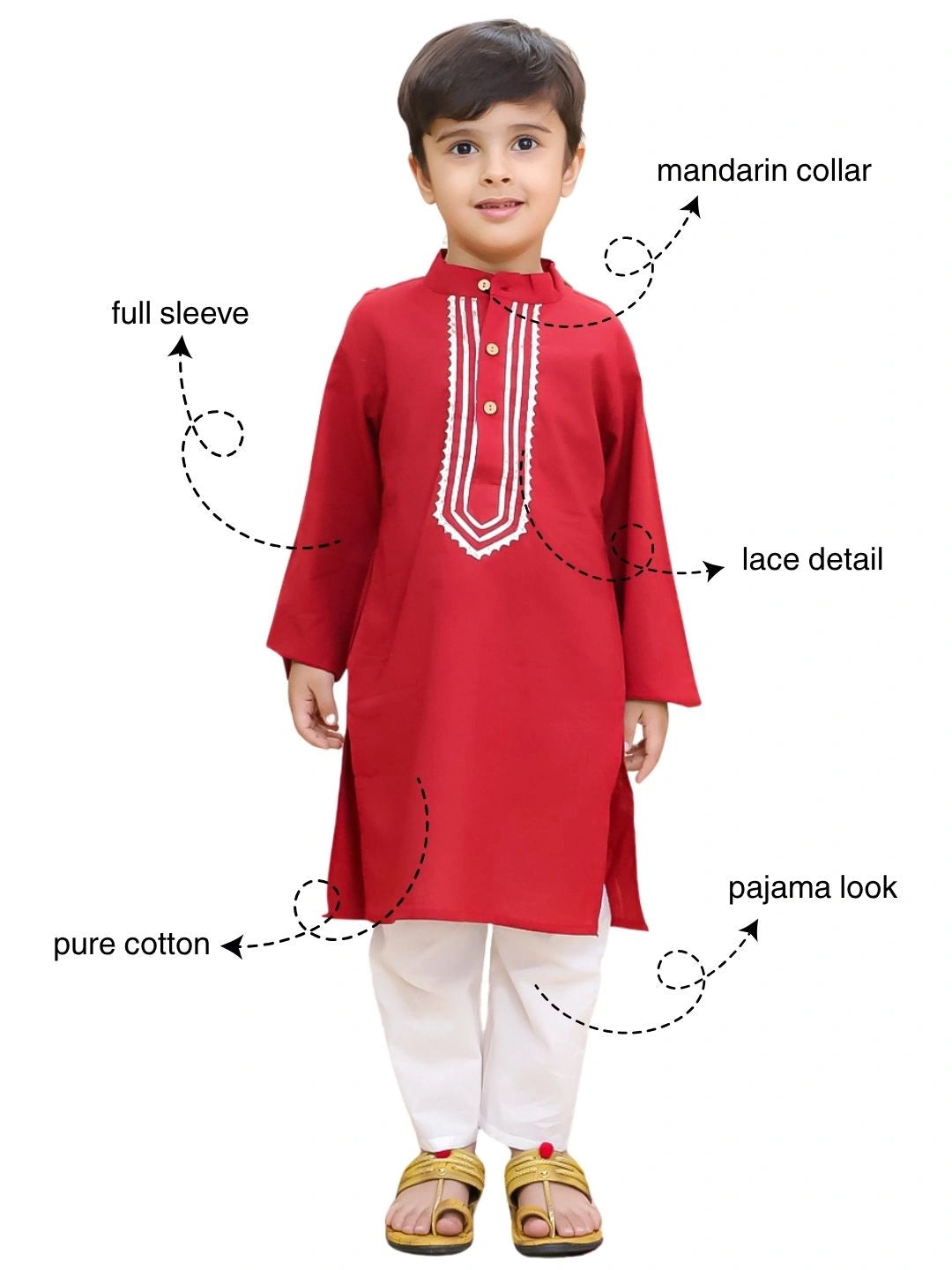 BownBee Pure Cotton Full Sleeve Kurta & Pajama Set For Boys