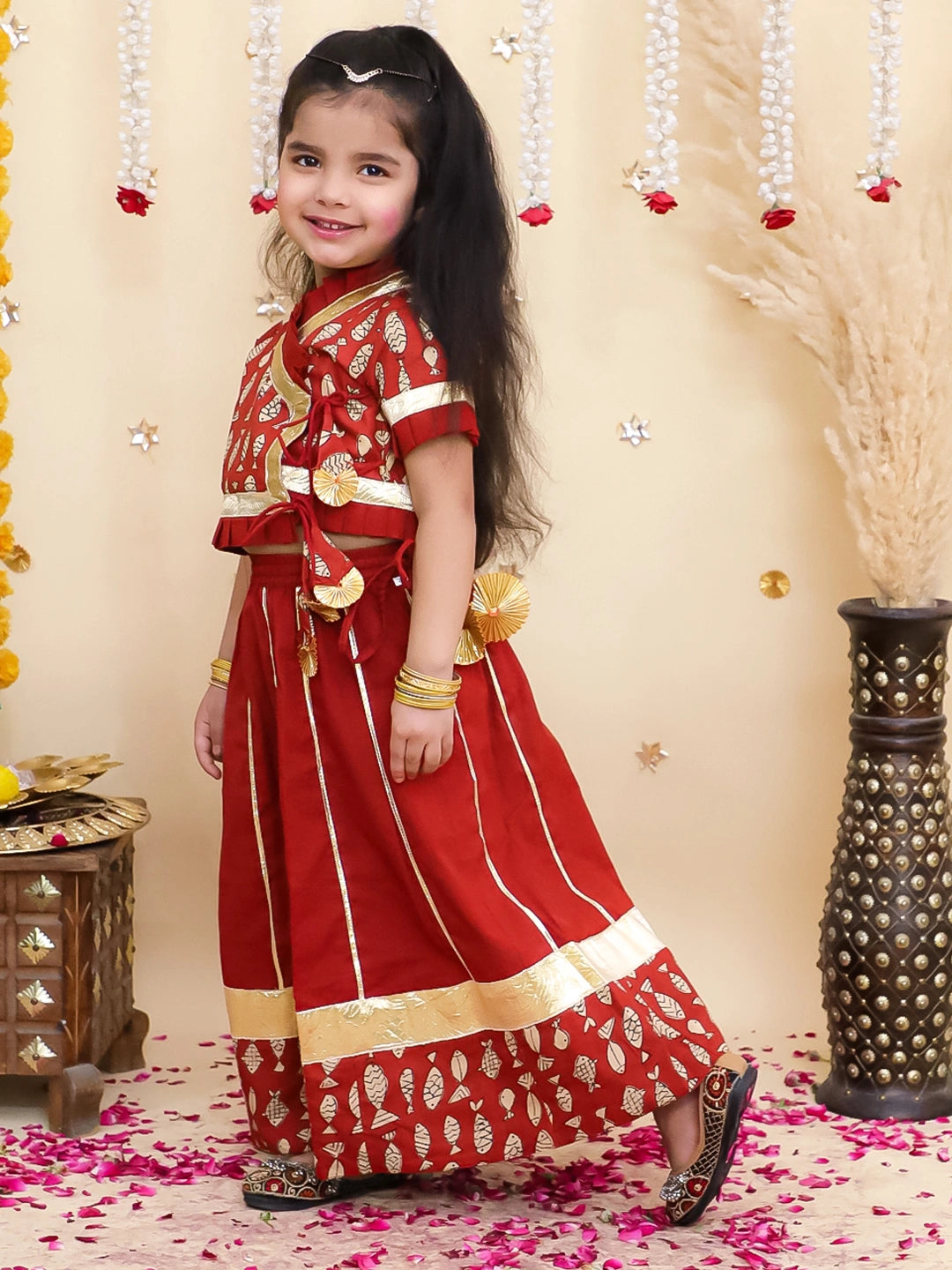BownBee Floral Printed Lehenga Choli Set For Girls
