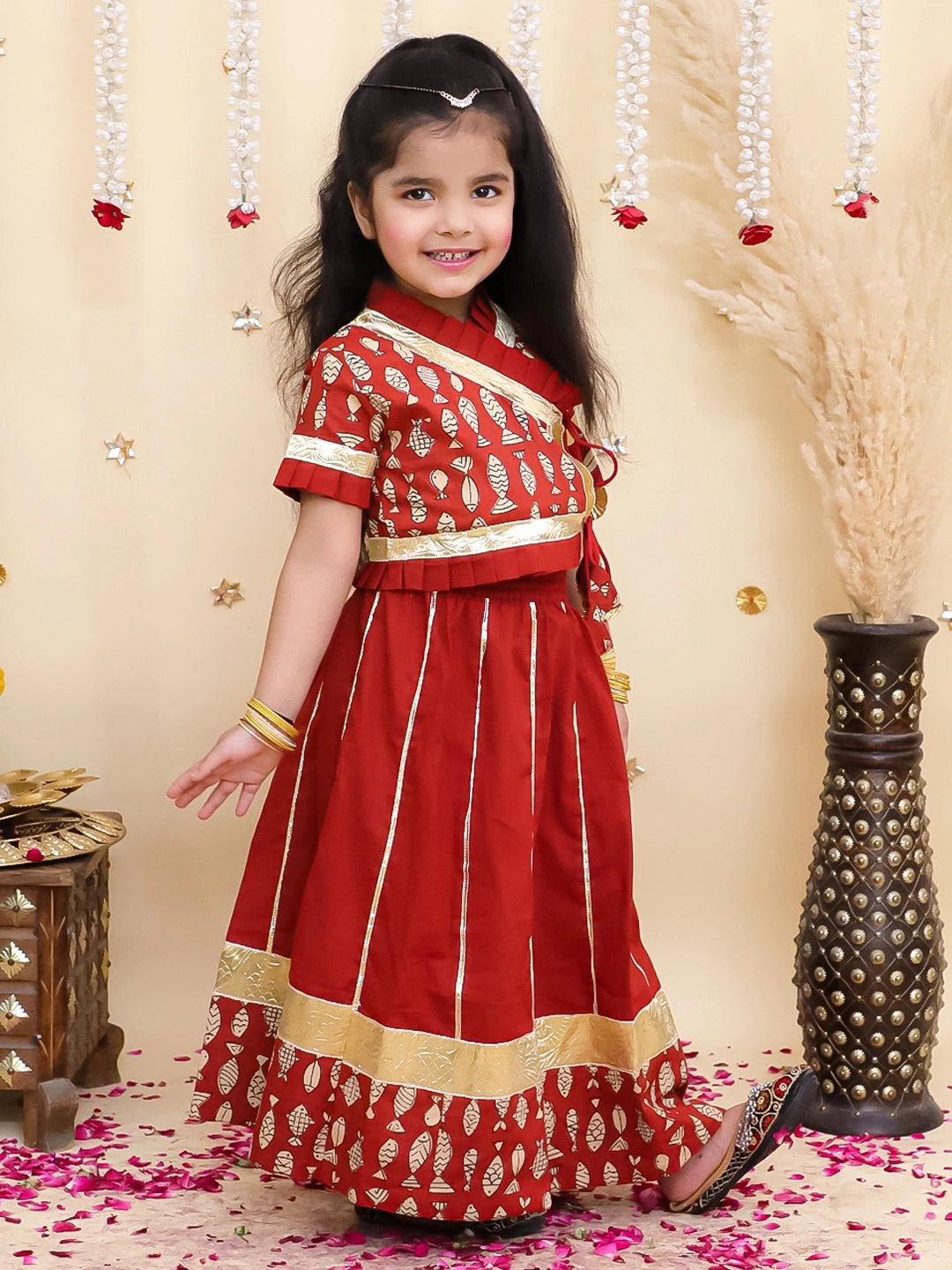 BownBee Floral Printed Lehenga Choli Set For Girls