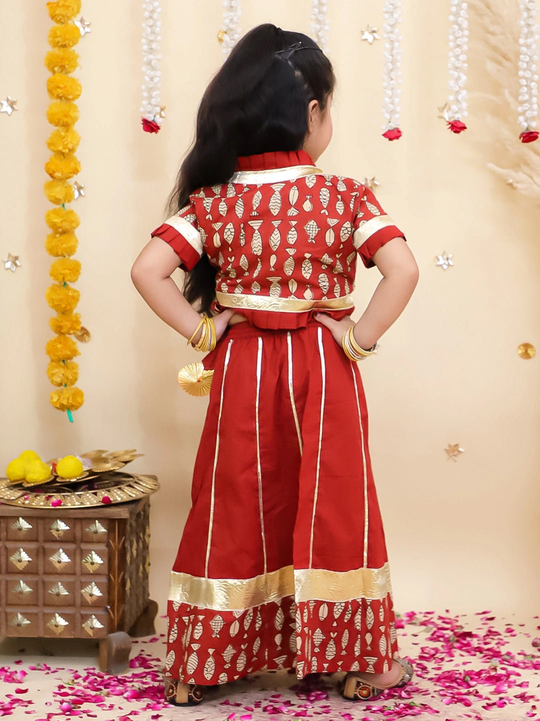 BownBee Floral Printed Lehenga Choli Set For Girls