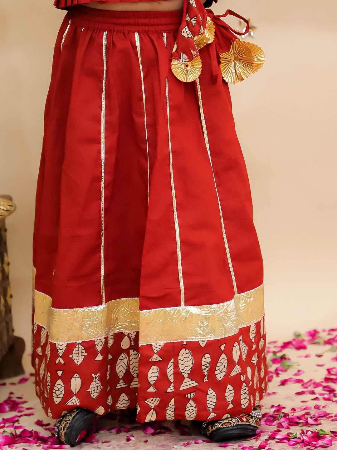 BownBee Pure Cotton Dhoti Kurta & Lehenga Choli Sibling Set