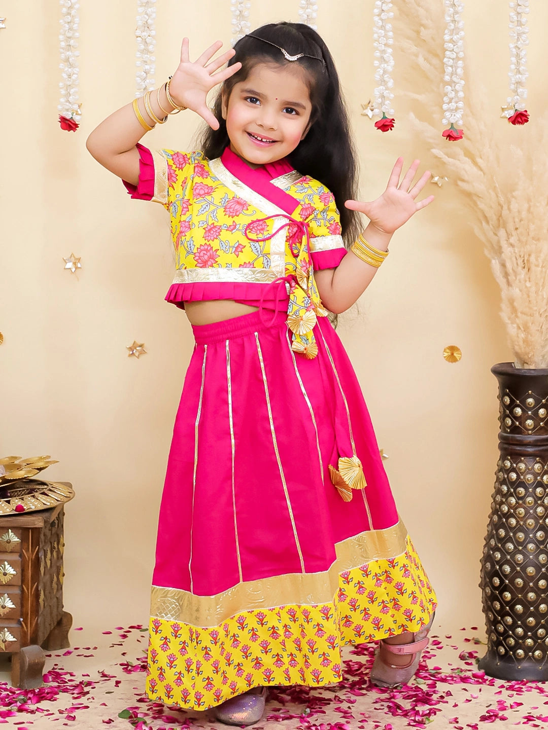 BownBee Floral Printed Lehenga Choli Set For Girls