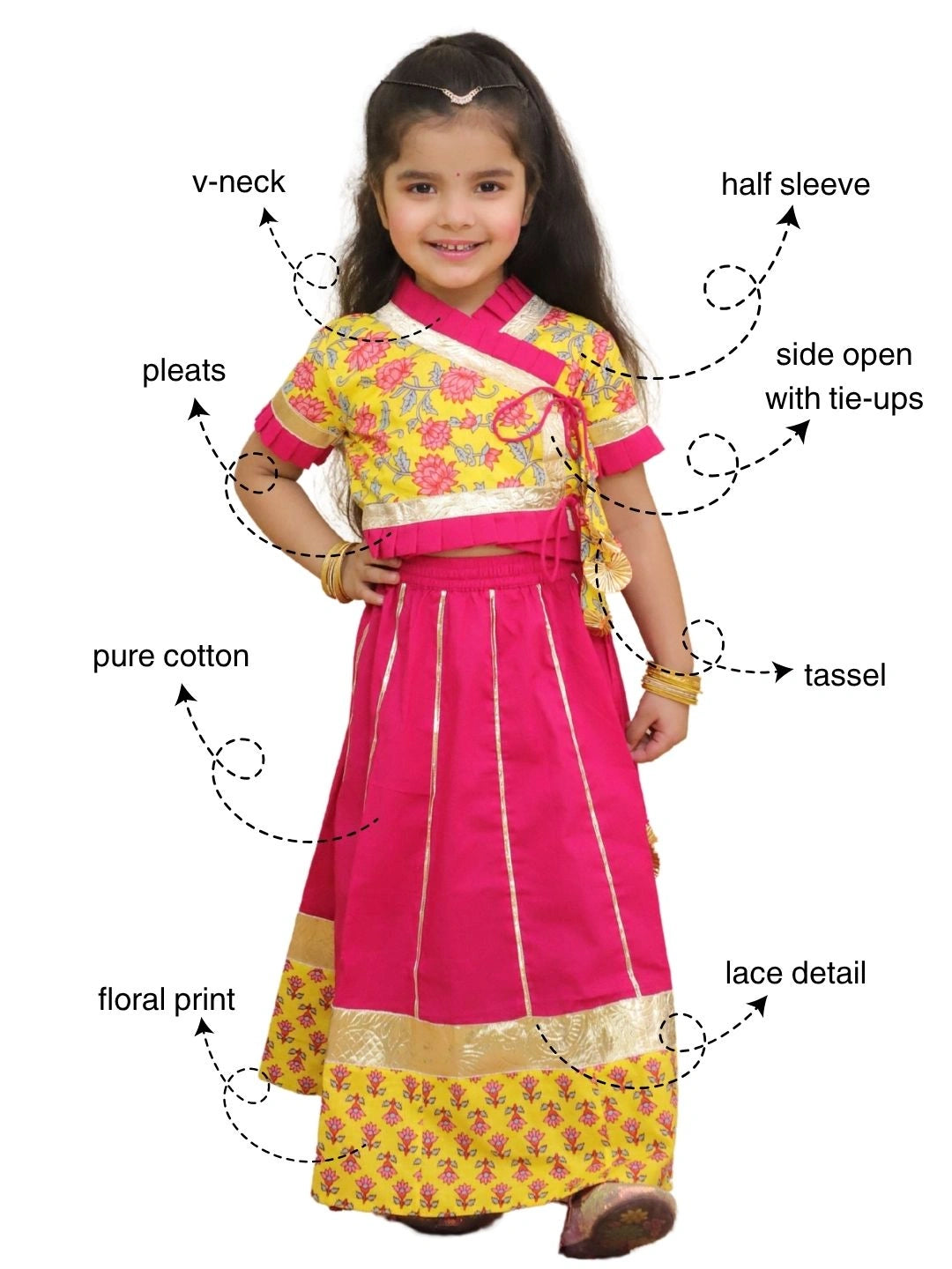 BownBee Floral Printed Lehenga Choli Set For Girls