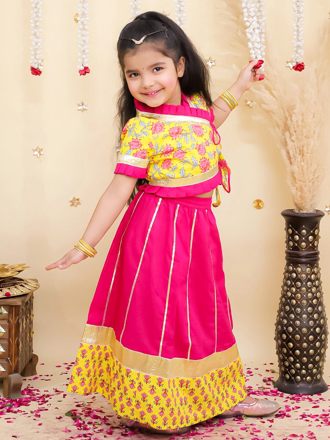 BownBee Floral Printed Lehenga Choli Set For Girls