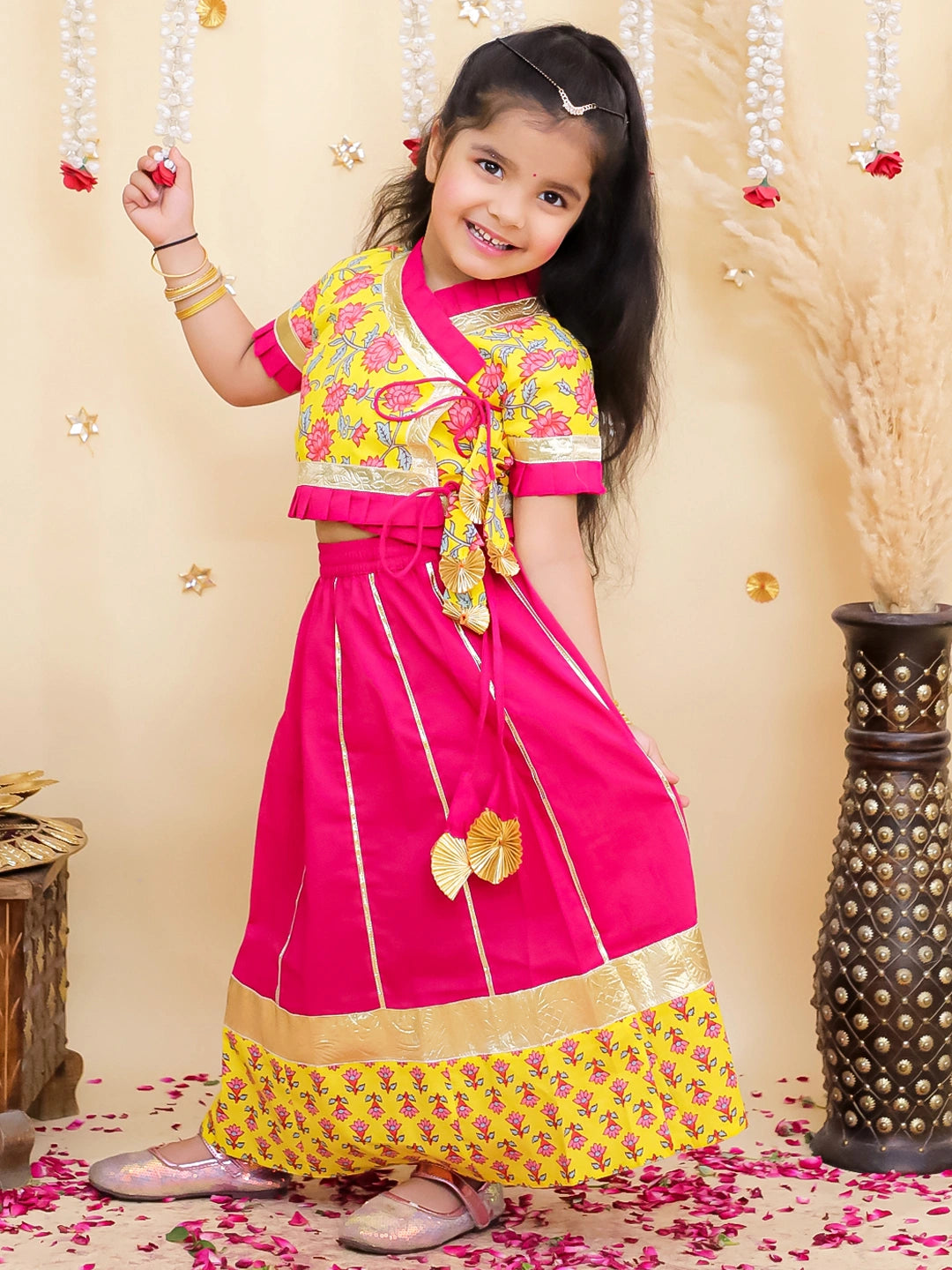 BownBee Floral Printed Lehenga Choli Set For Girls