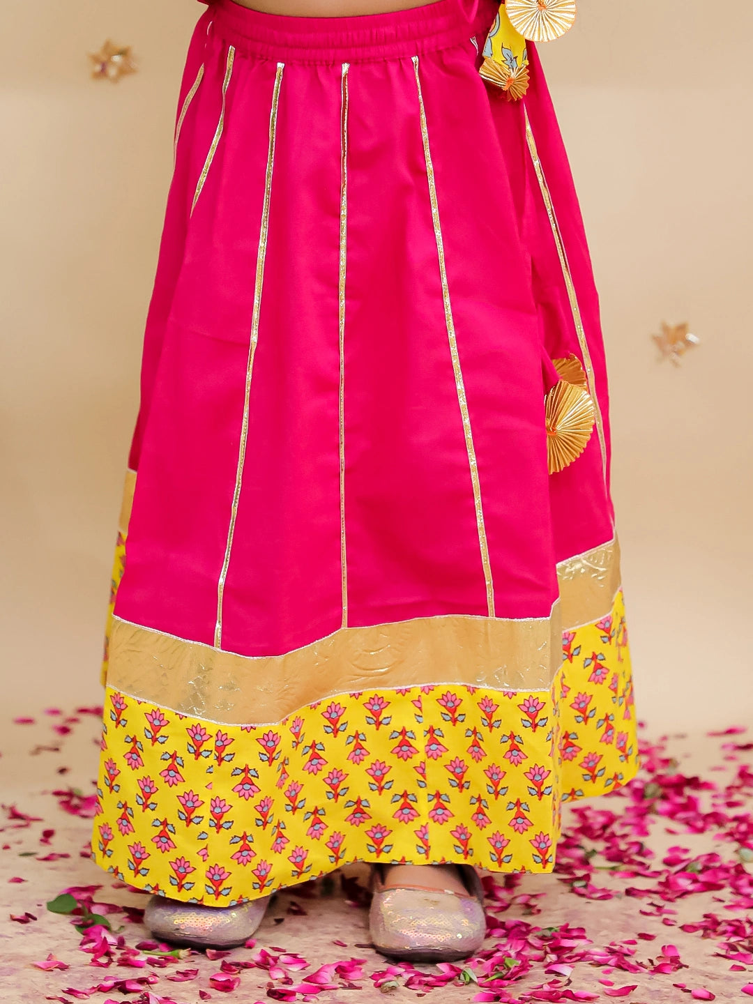 BownBee Pure Cotton Dhoti Kurta & Lehenga Choli Sibling Set