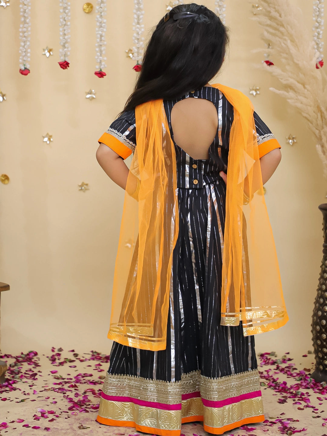 BownBee Pure Cotton Lurex Kurta Pajama & Lehenga Choli With Dupatta Sibling Set