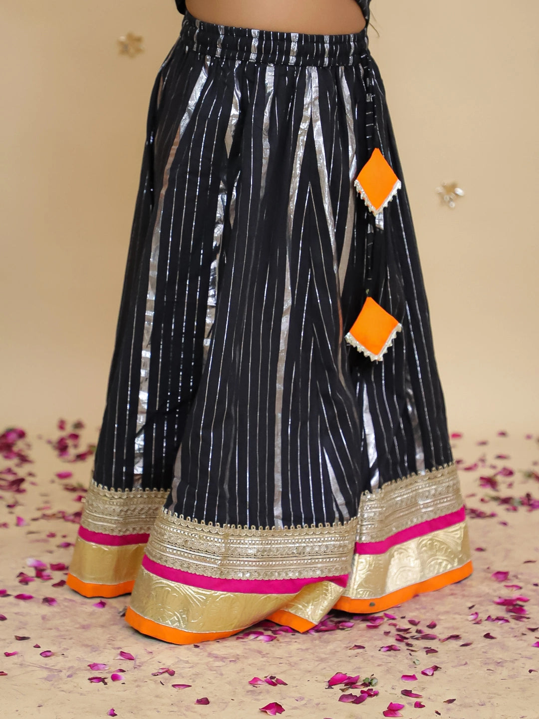 BownBee Pure Cotton Lurex Kurta Pajama & Lehenga Choli With Dupatta Sibling Set