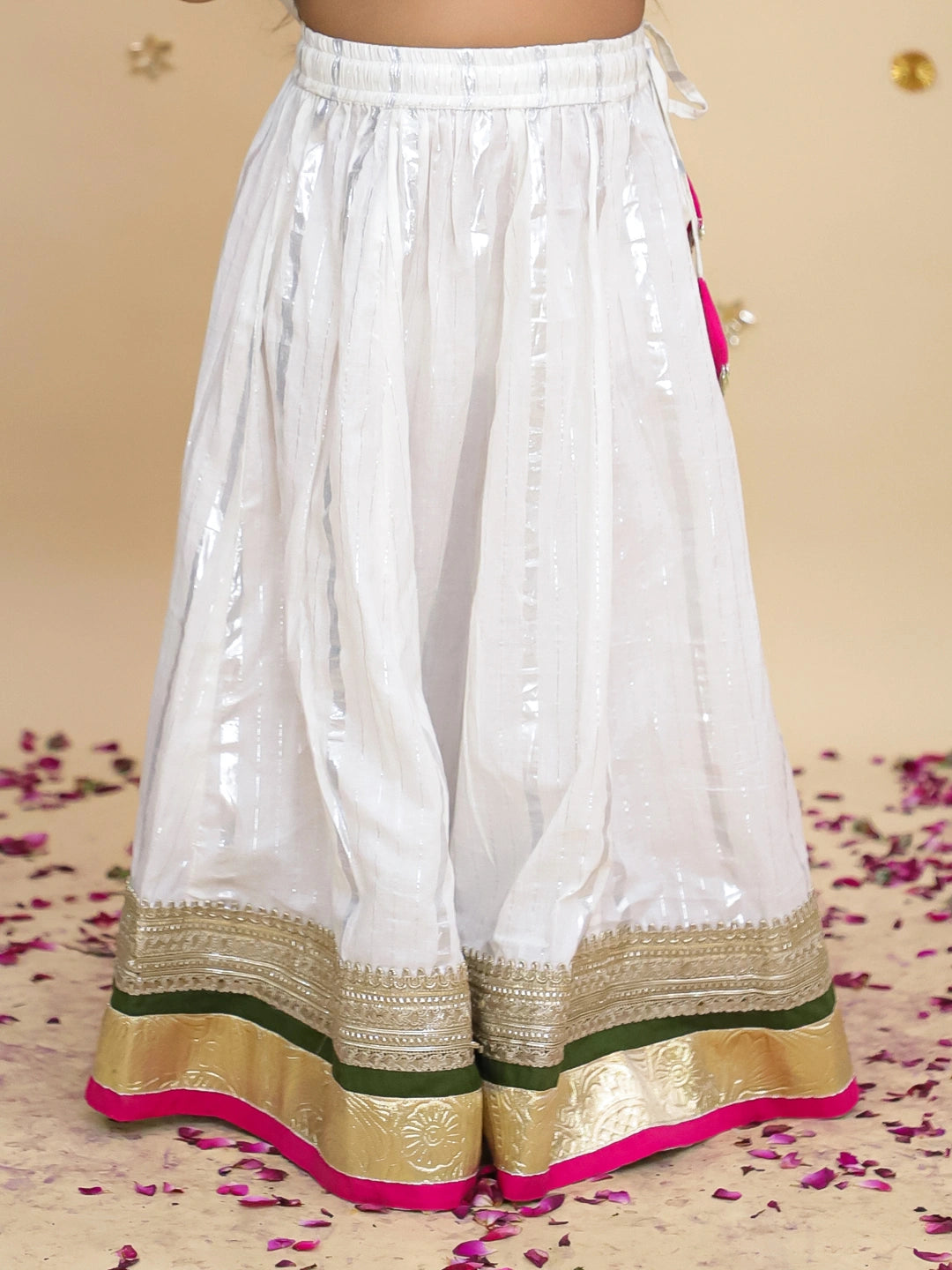BownBee Pure Cotton Lurex Lehanga Choli & Dupatta set For Girls