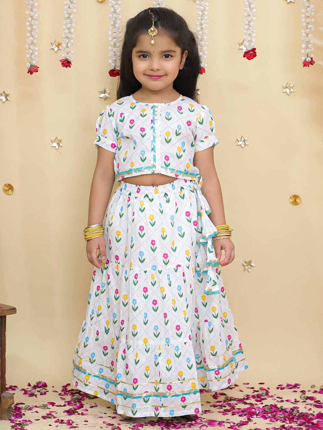 BownBee Pure Cotton Lehenga Choli & Bandana Set Combo