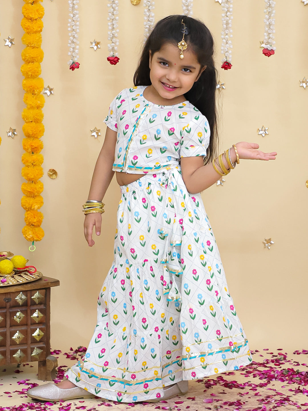 BownBee Pure Cotton Lehenga Choli & Bandana Set Combo
