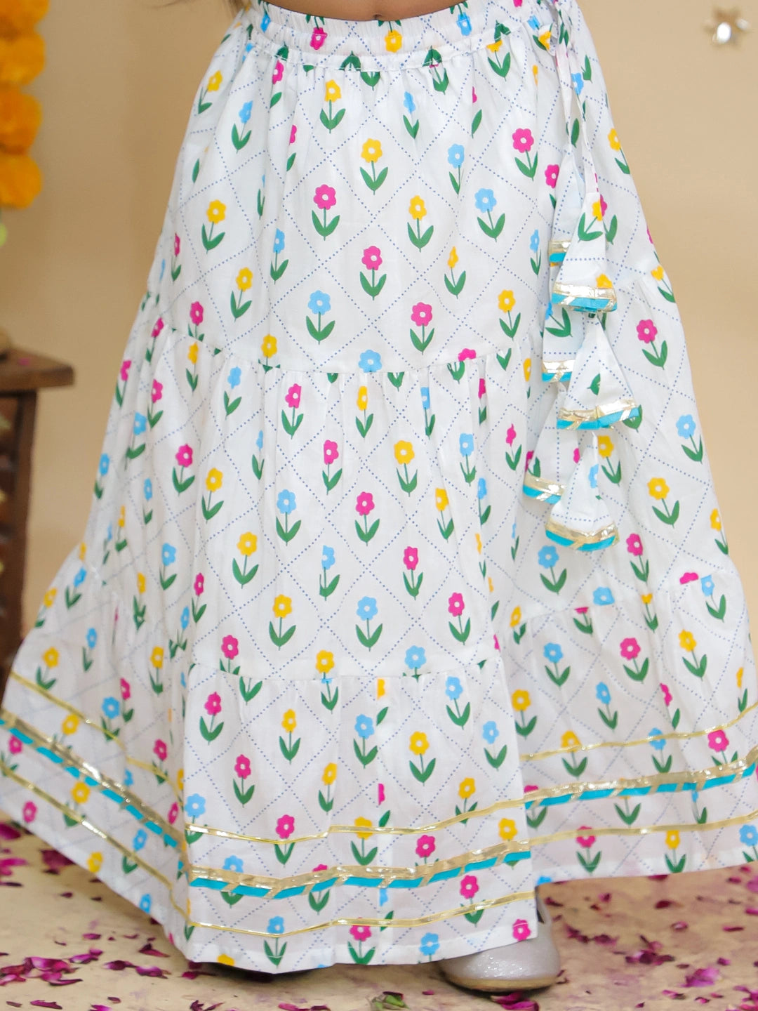 BownBee Pure Cotton Dhoti Kurta & Lehenga Choli Sibling Set