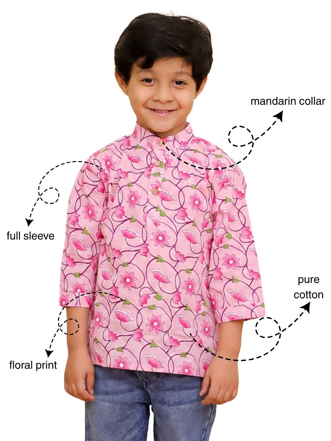 BownBee 3/4th Sleeves Short kurta Set For Boys