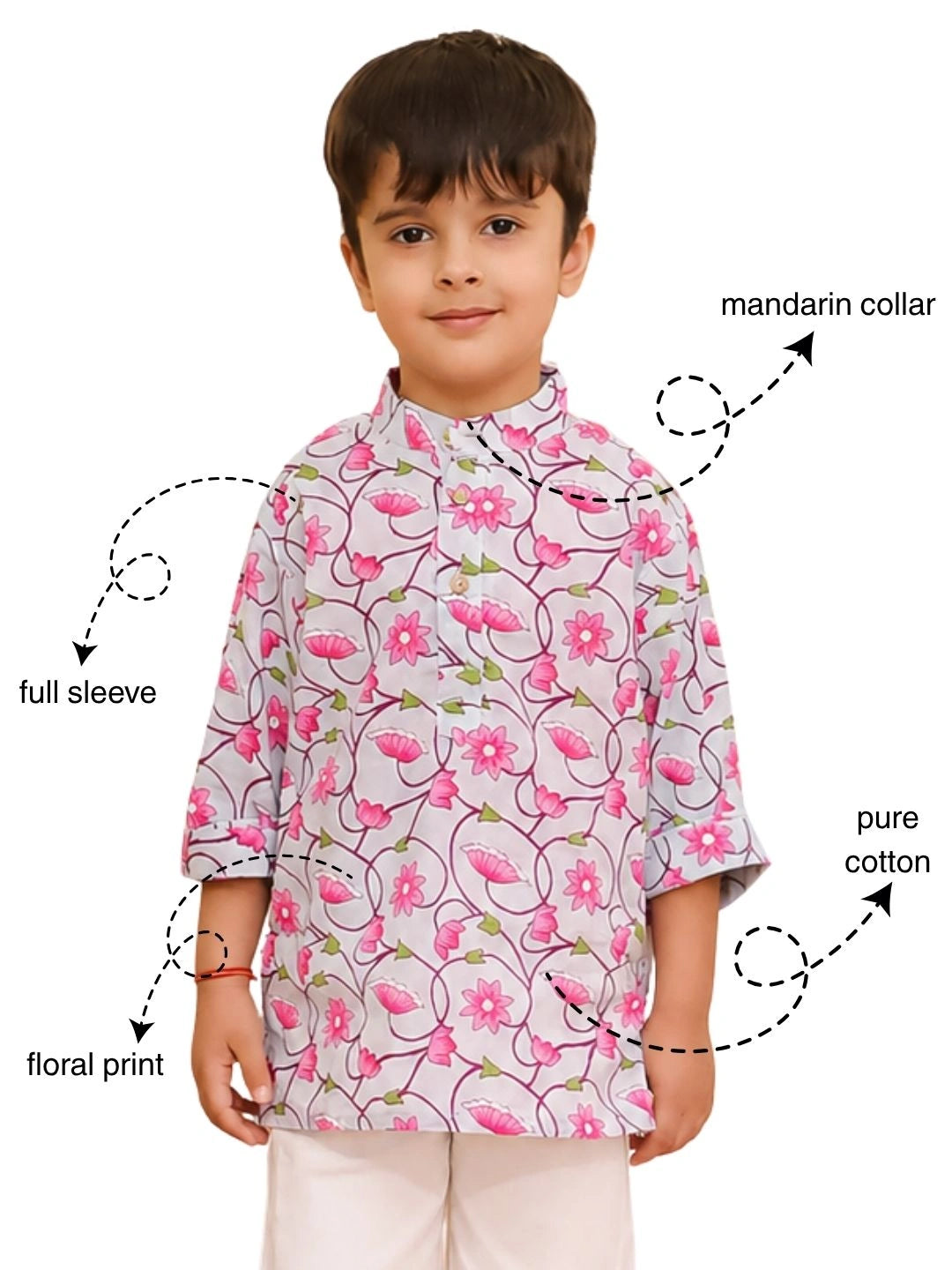 BownBee 3/4th Sleeves Short kurta Set For Boys