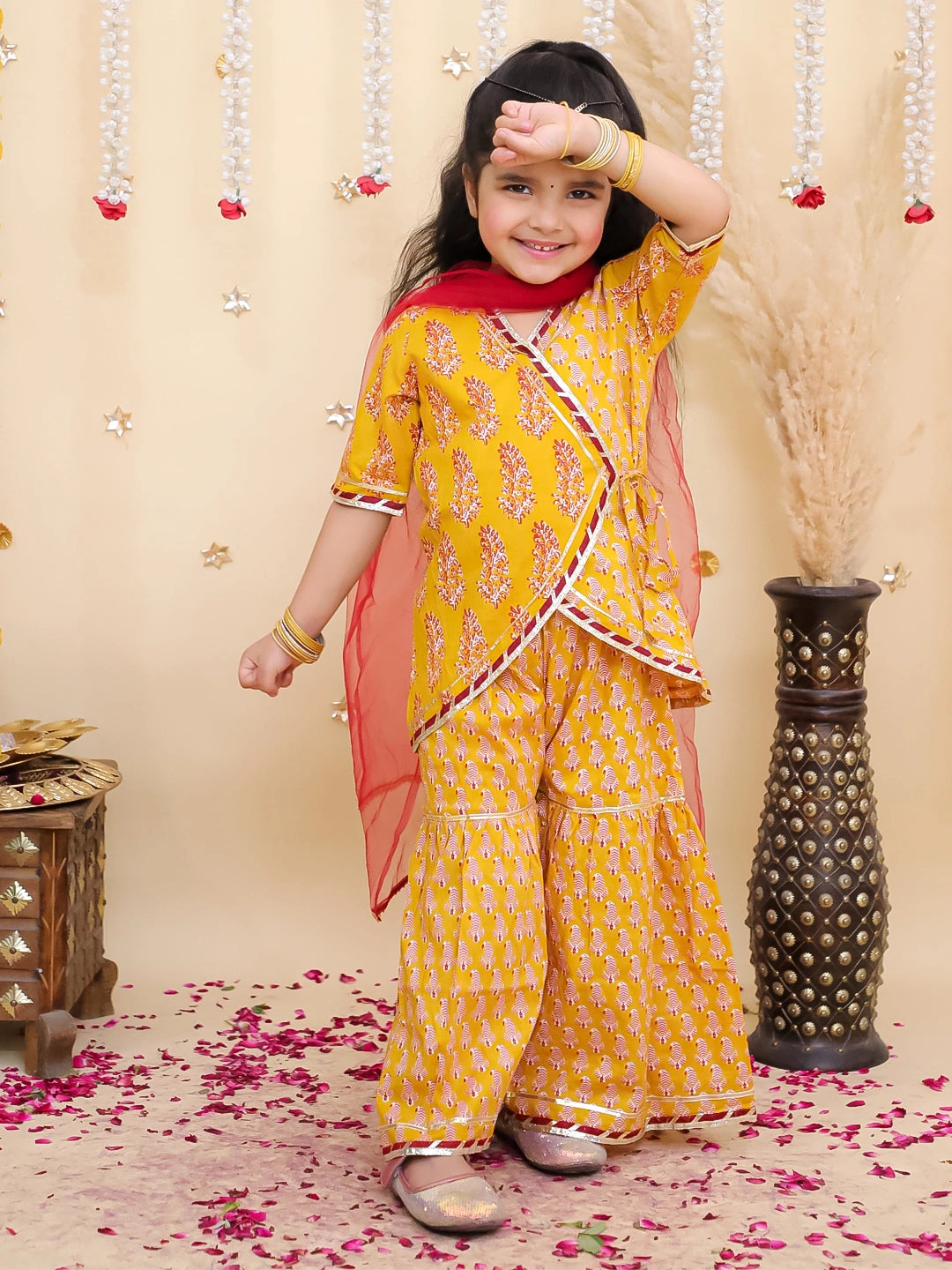 BownBee Pure Cotton Kurta Pajama & Ethnic Suit With Dupatta Sibling Set