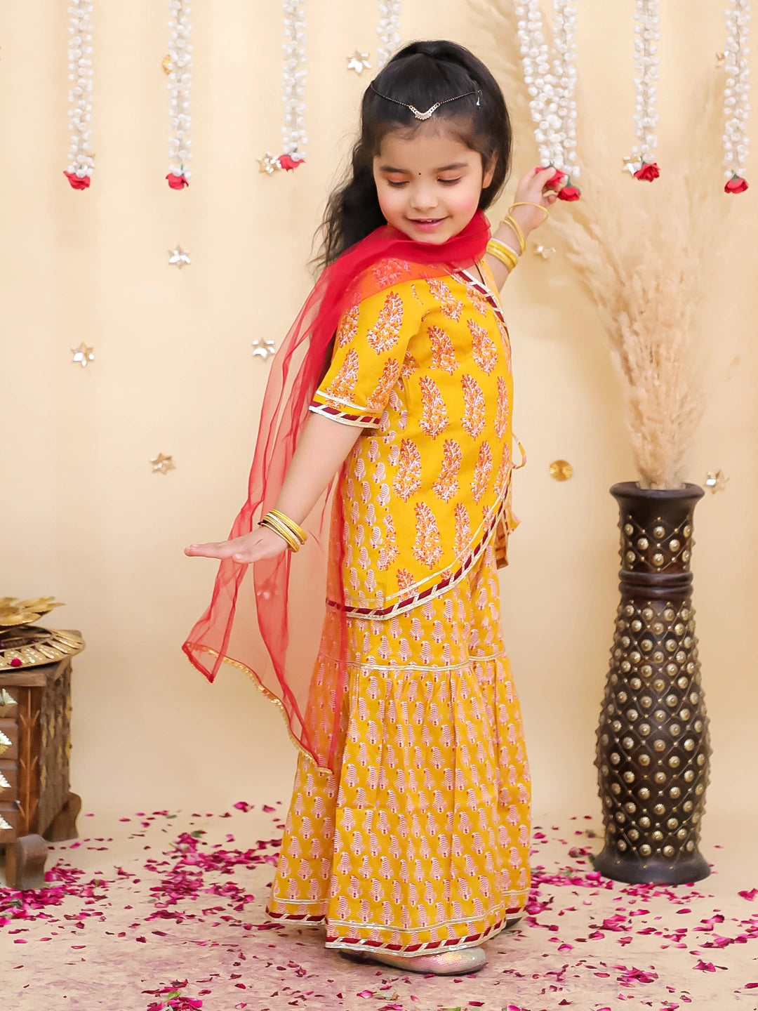 BownBee Pure Cotton Kurta Pajama & Ethnic Suit With Dupatta Sibling Set