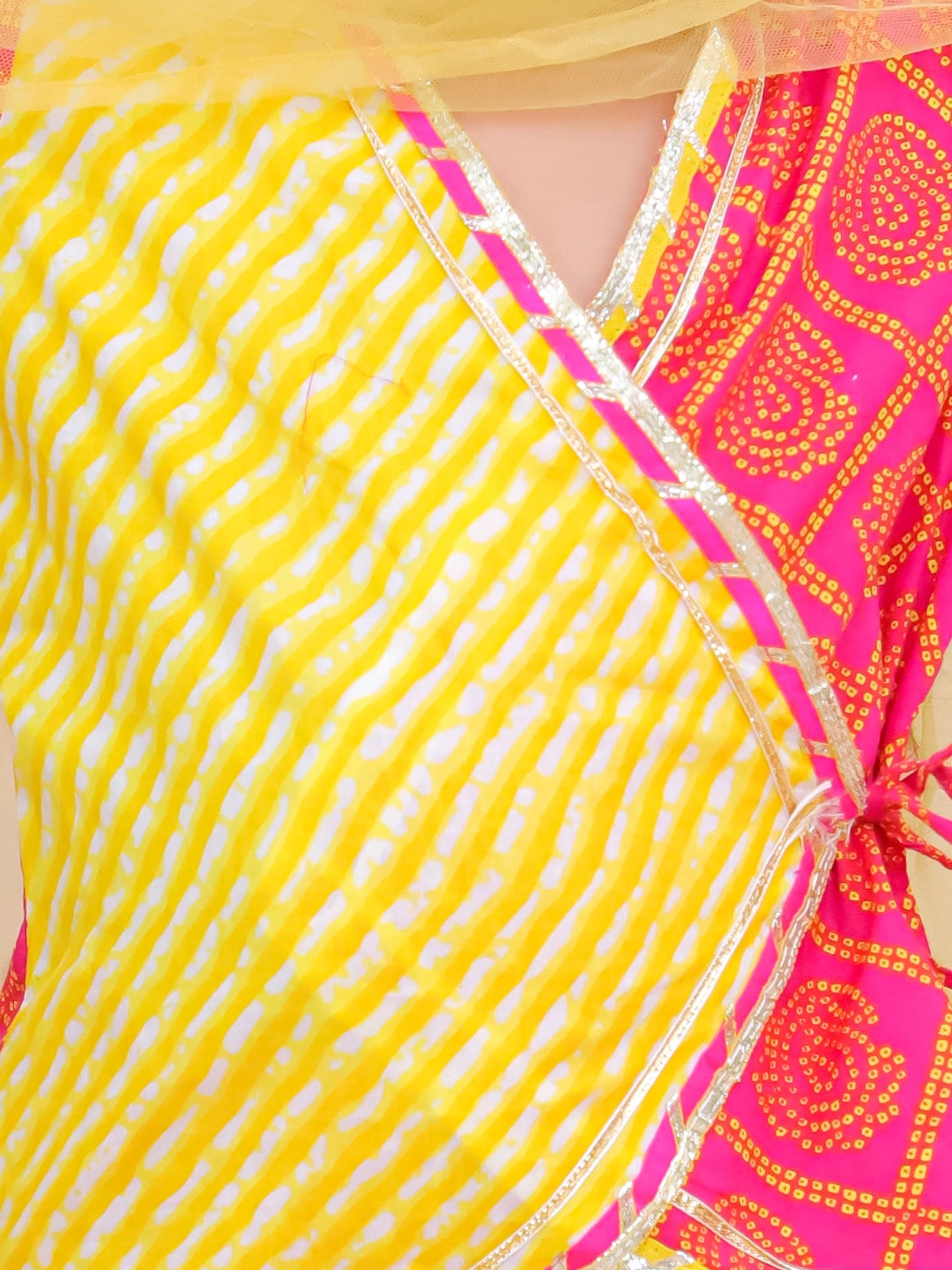 BownBee Pure Cotton Printed Angrakha kurti  With Sharara & Dupatta Set For Girls