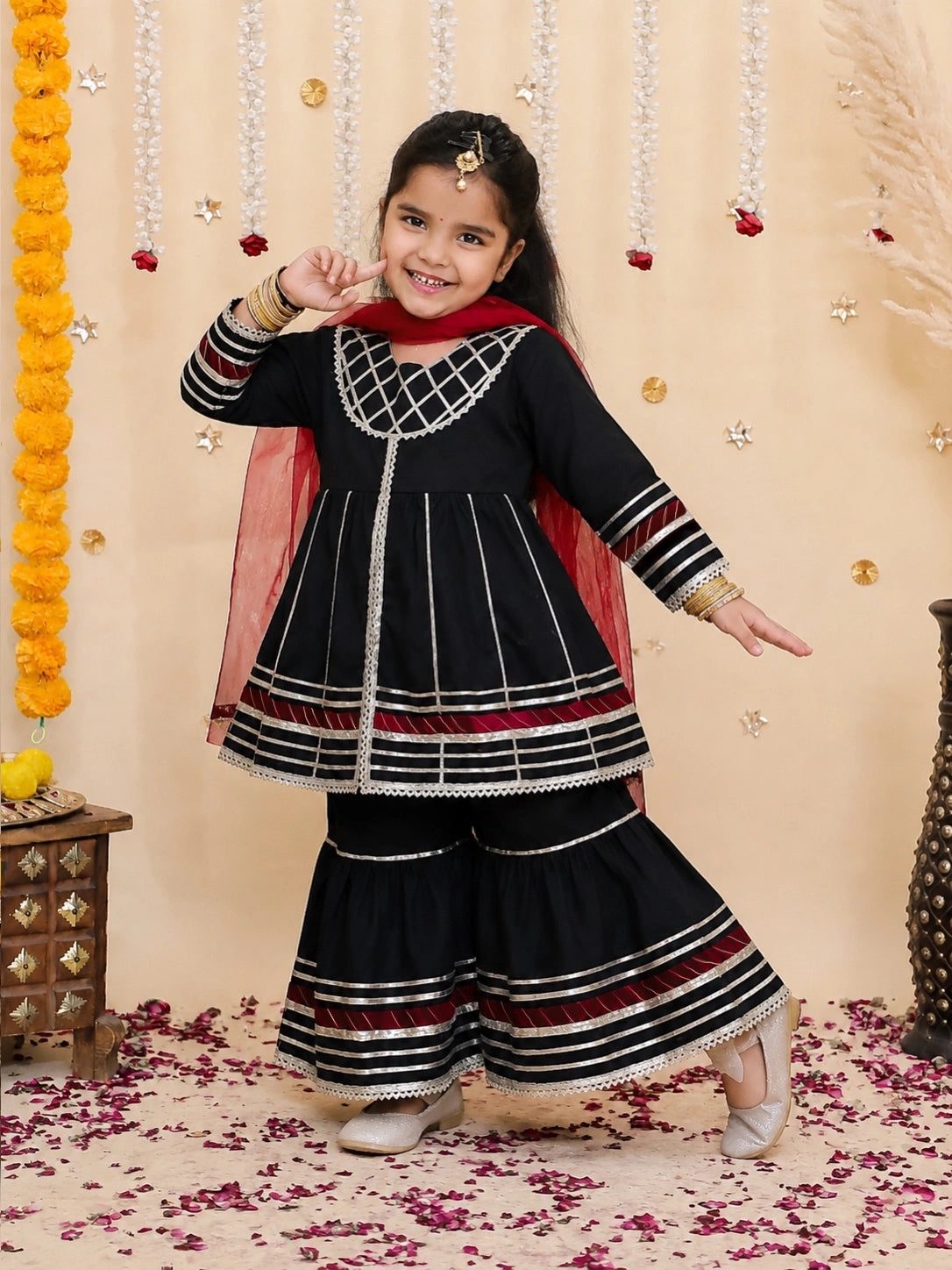 BownBee Pure Cotton Kurta Pajama & Ethnic Suit With Dupatta Sibling Set
