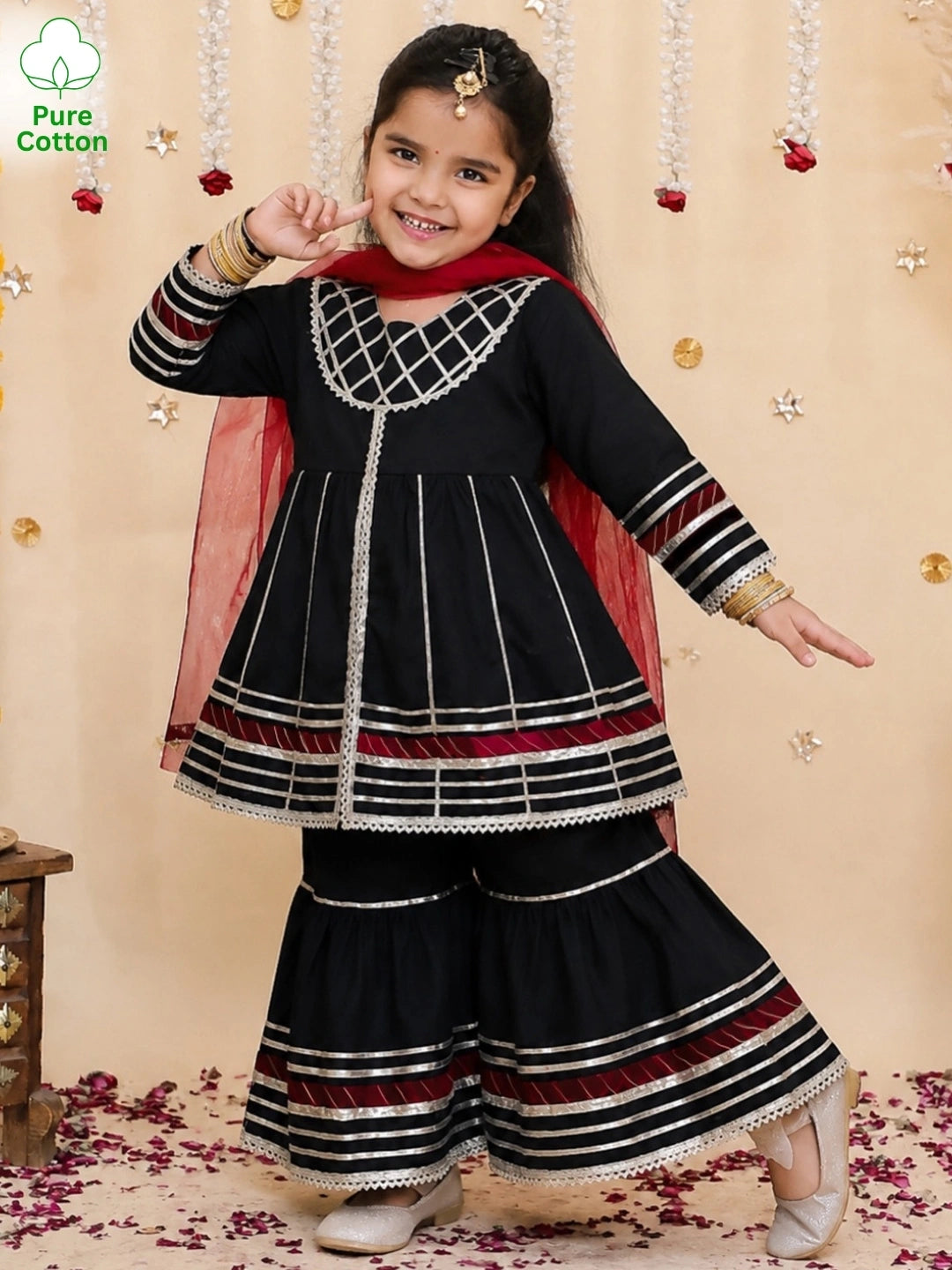 BownBee Pure Cotton kurti & Sharara With Dupatta For Girls