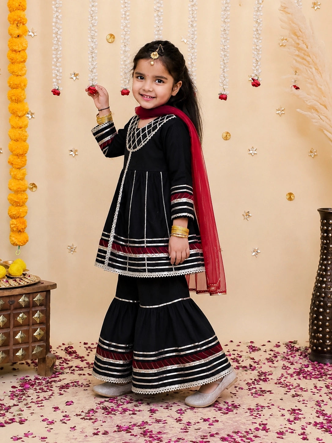 BownBee Pure Cotton Kurta Pajama & Ethnic Suit With Dupatta Sibling Set