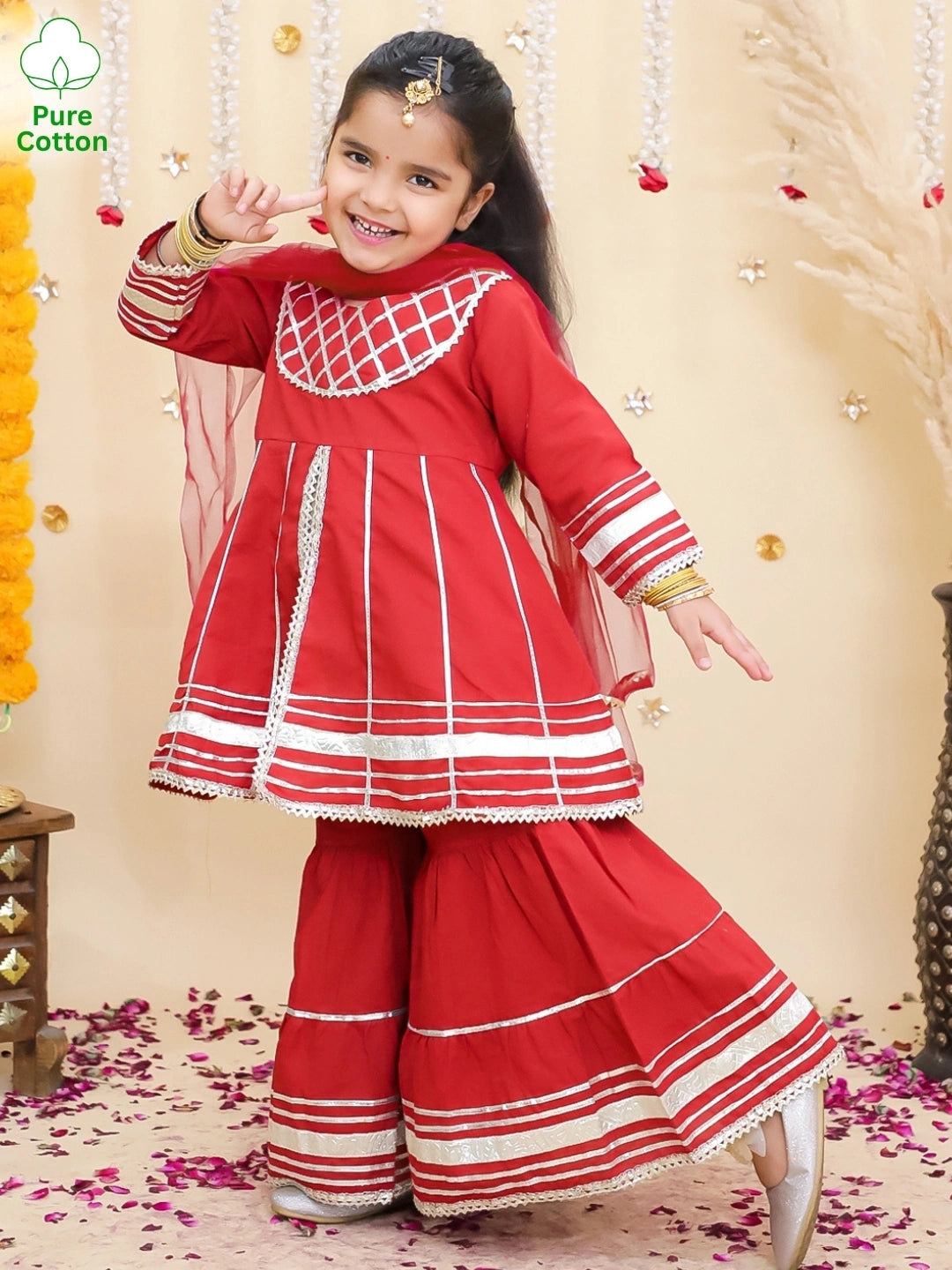 BownBee Pure Cotton kurti & Sharara With Dupatta For Girls