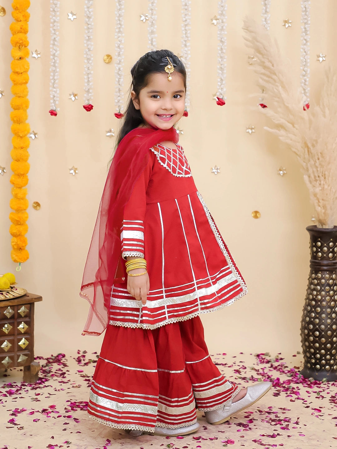 BownBee Pure Cotton Kurta Pajama & Ethnic Suit With Dupatta Sibling Set