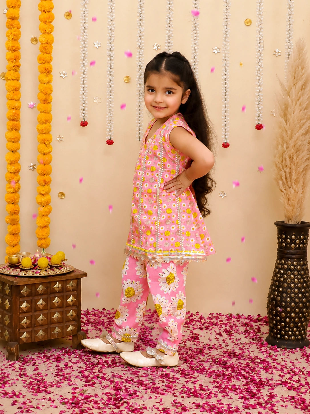 BownBee Pure Cotton Printed kurti With Pant Set For Girls