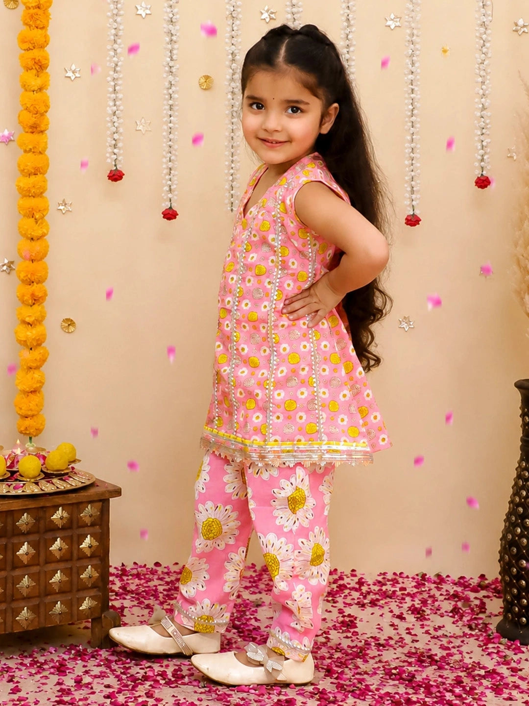 BownBee Pure Cotton Printed kurti With Pant Set For Girls