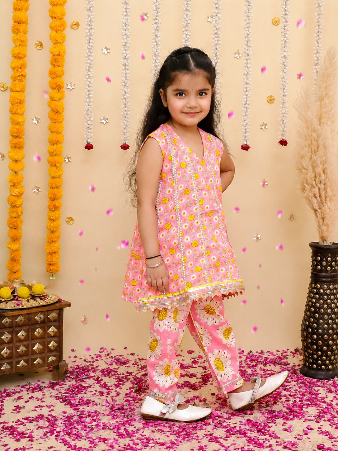 BownBee Pure Cotton Printed kurti With Pant Set For Girls