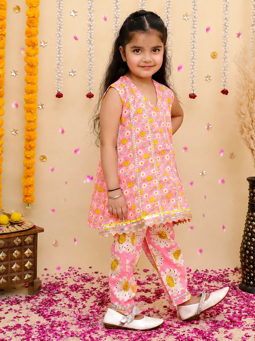 BownBee Pure Cotton Printed kurti With Pant Set For Girls