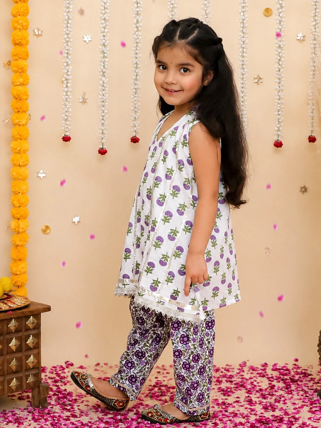BownBee Pure Cotton Printed kurti With Pant Set For Girls
