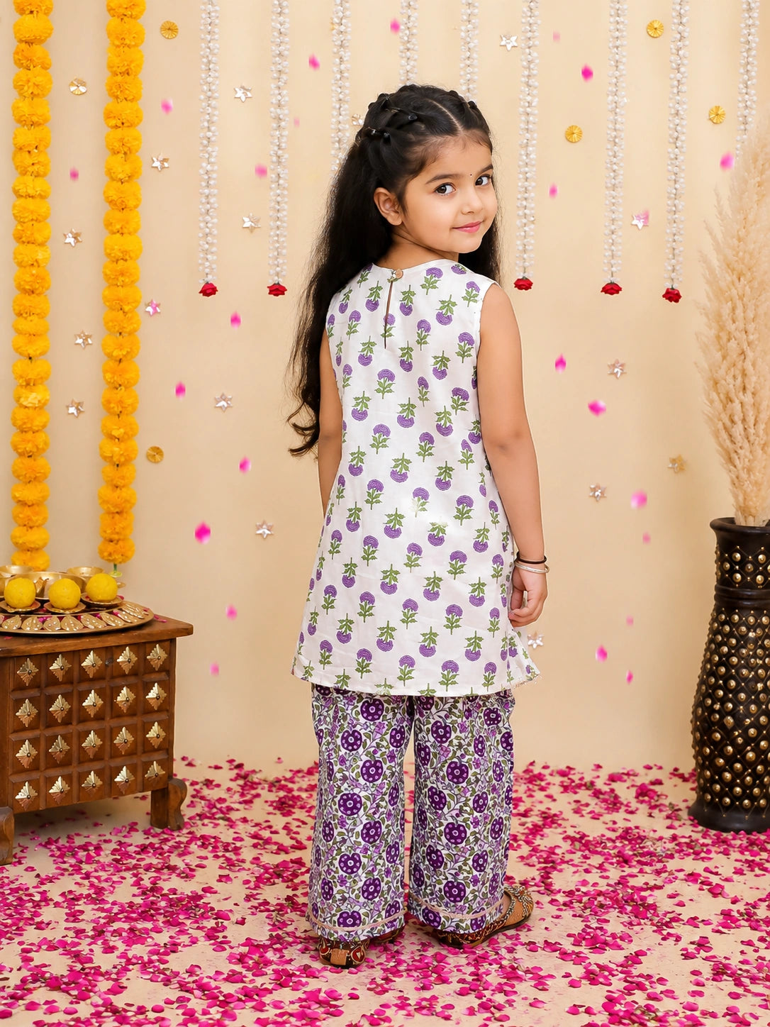 BownBee Pure Cotton Printed kurti With Pant Set For Girls