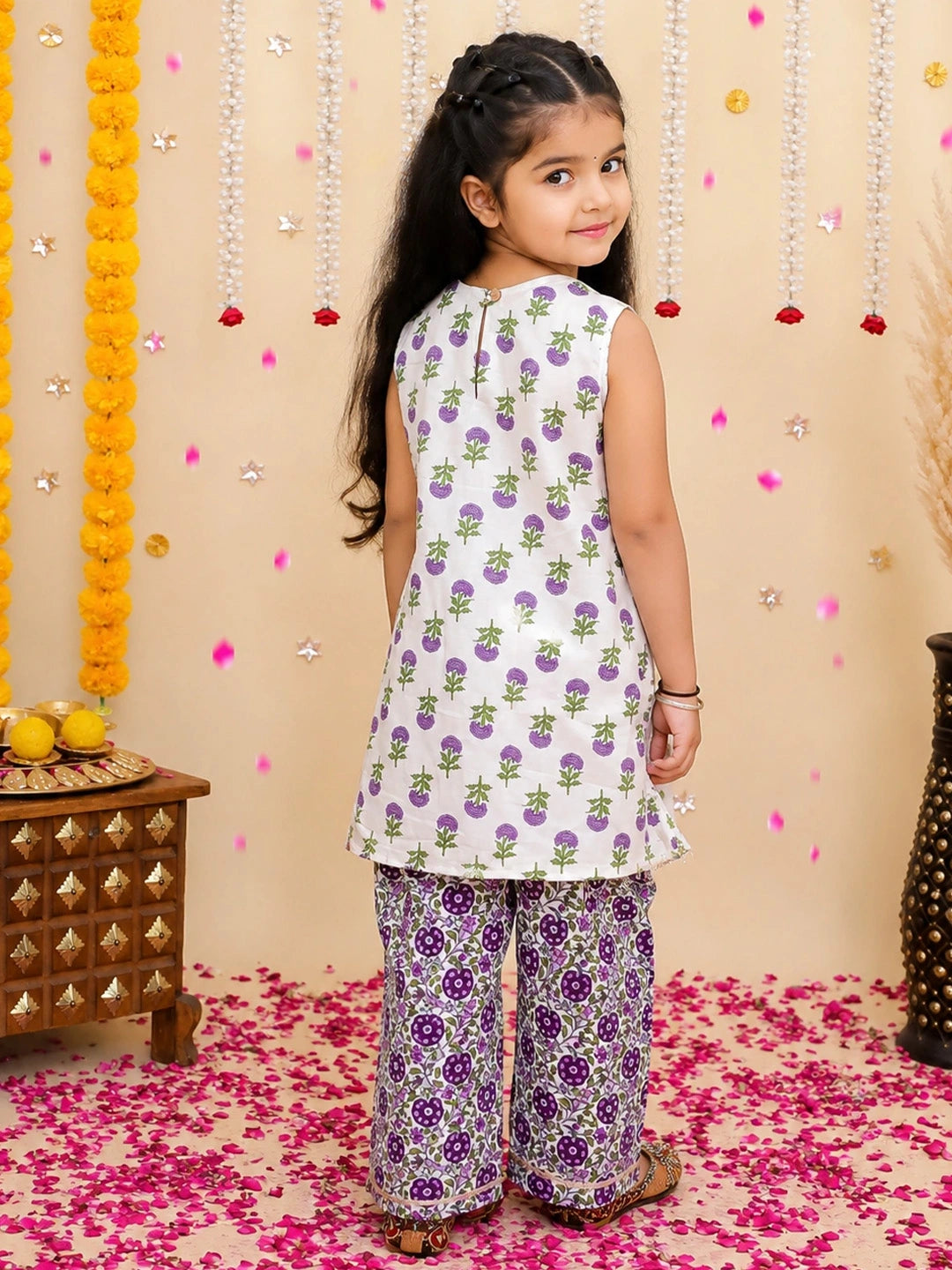 BownBee Pure Cotton Printed kurti With Pant Set For Girls