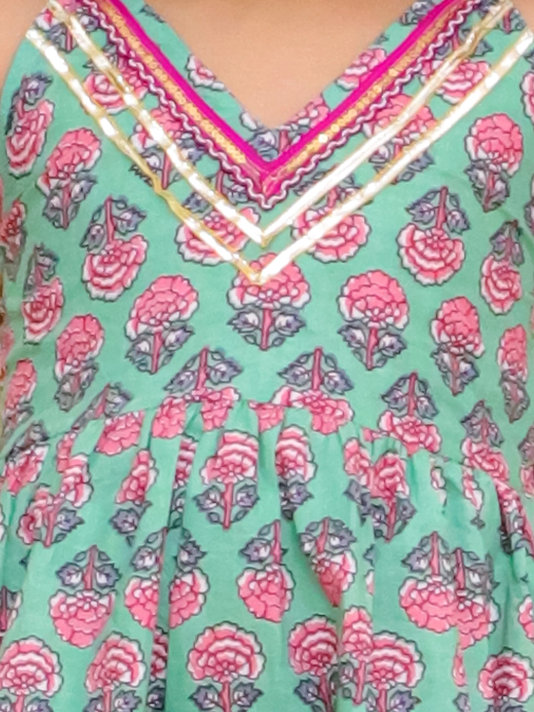 BownBee Pure Cotton Printed Halter kurti With Harem Set For Girls