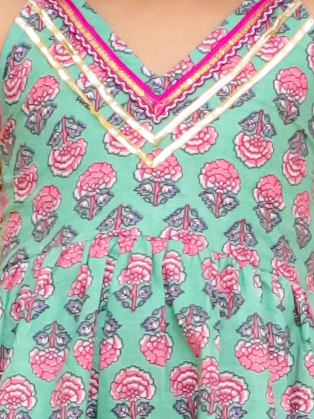 BownBee Pure Cotton Printed Halter kurti With Harem Set For Girls