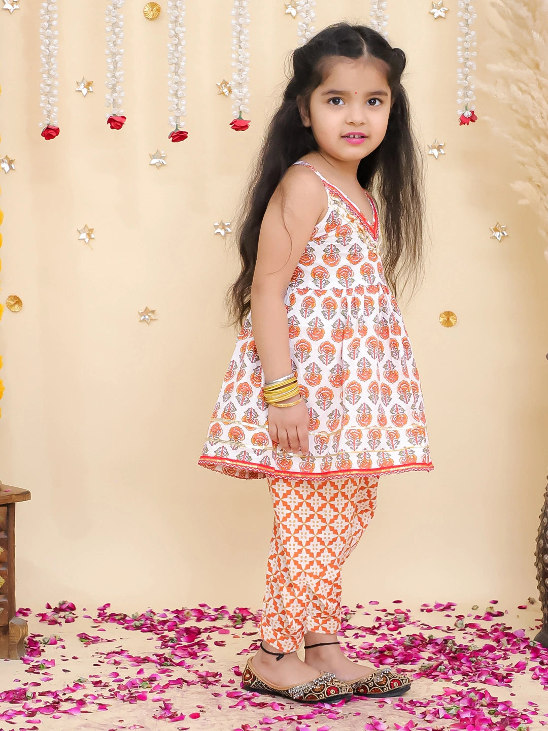 BownBee Pure Cotton Printed Halter kurti With Harem Set For Girls