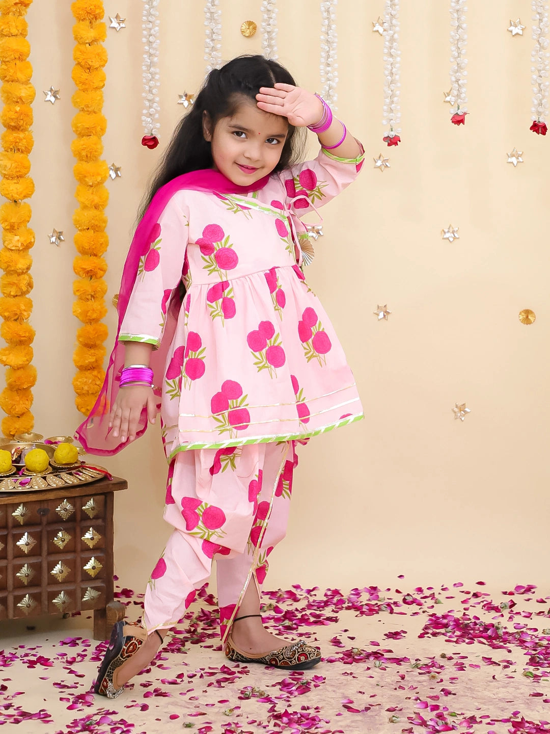 BownBee Pure Cotton Kurta Pajama & Ethnic Suit With Dupatta Sibling Set