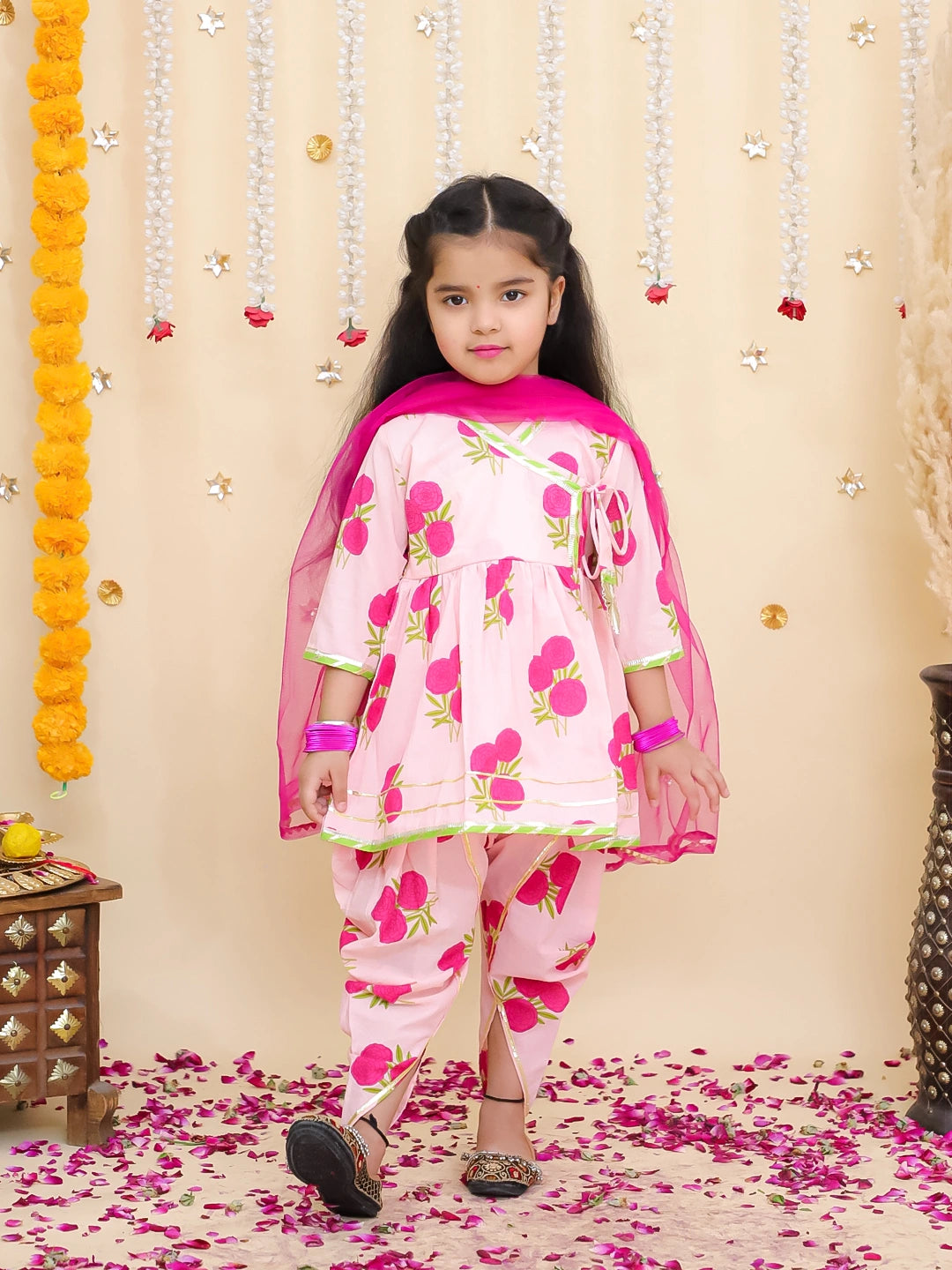 BownBee Pure Cotton Kurta Pajama & Ethnic Suit With Dupatta Sibling Set