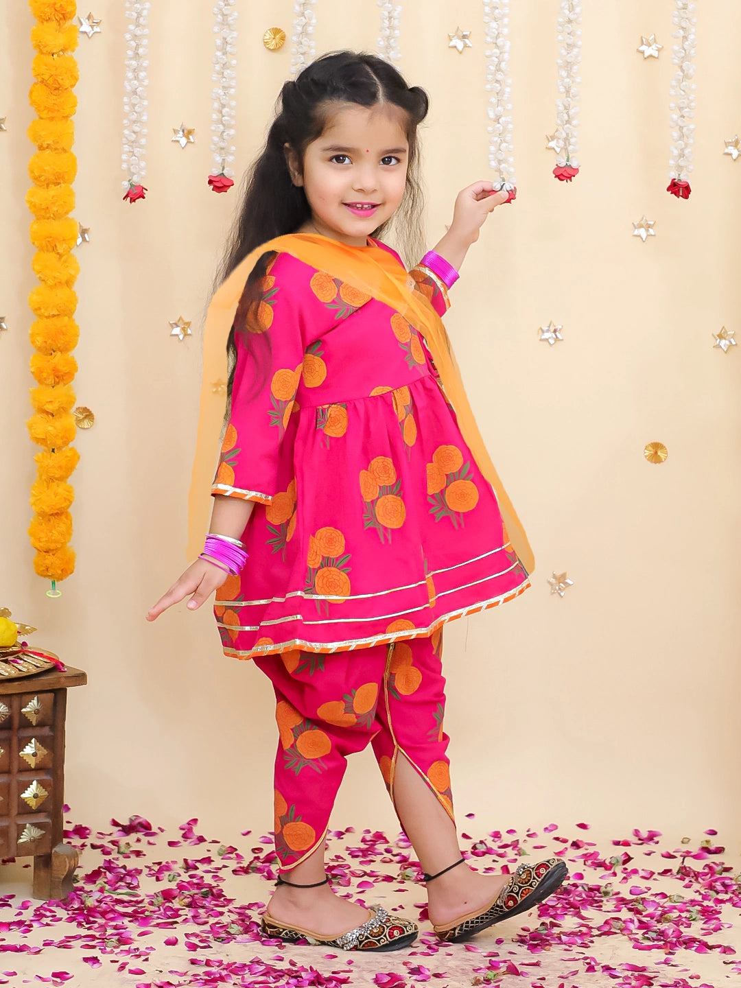 BownBee Pure Cotton Kurta Pajama & Ethnic Suit With Dupatta Sibling Set
