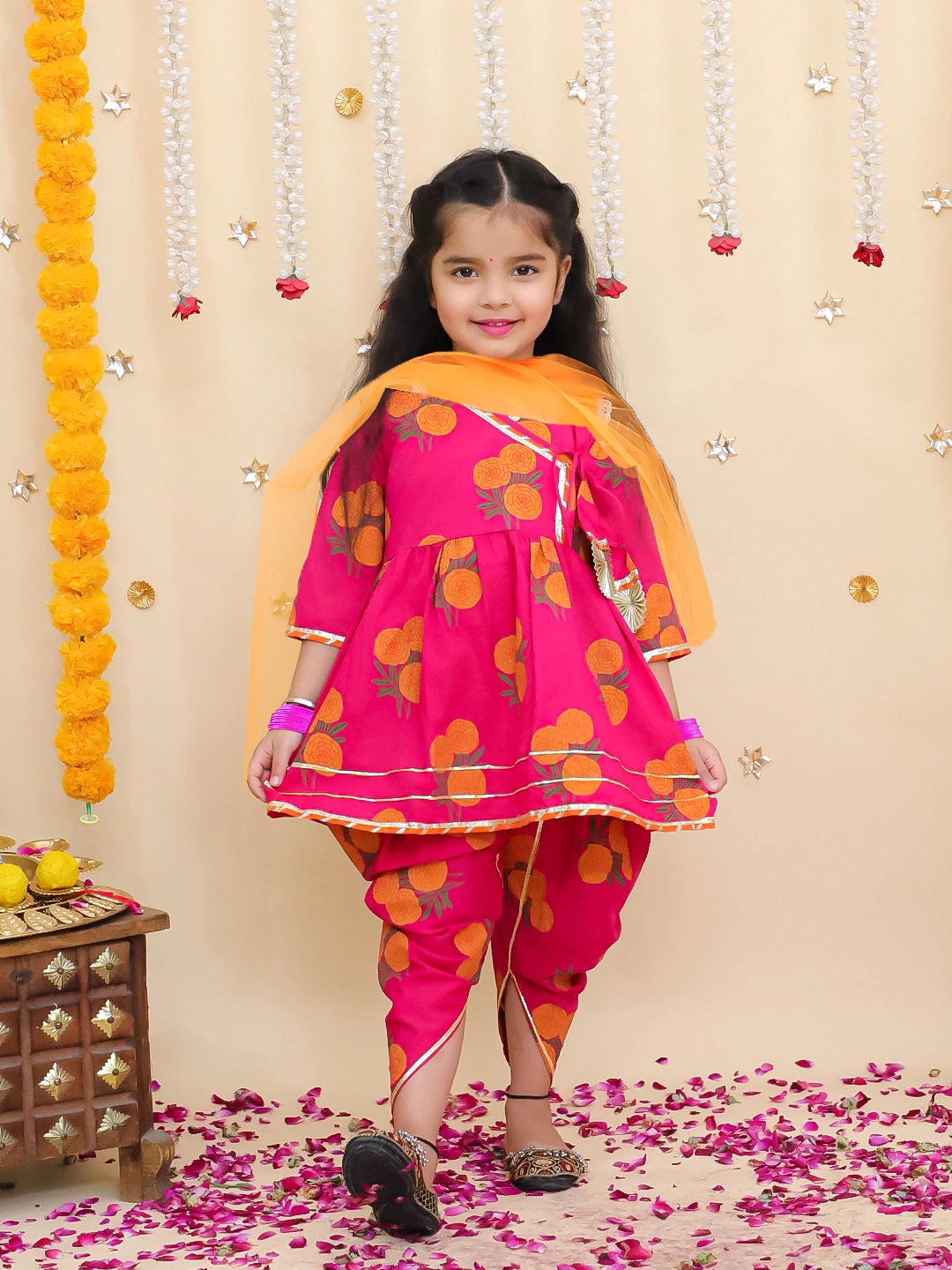 BownBee Pure Cotton Kurta Pajama & Ethnic Suit With Dupatta Sibling Set