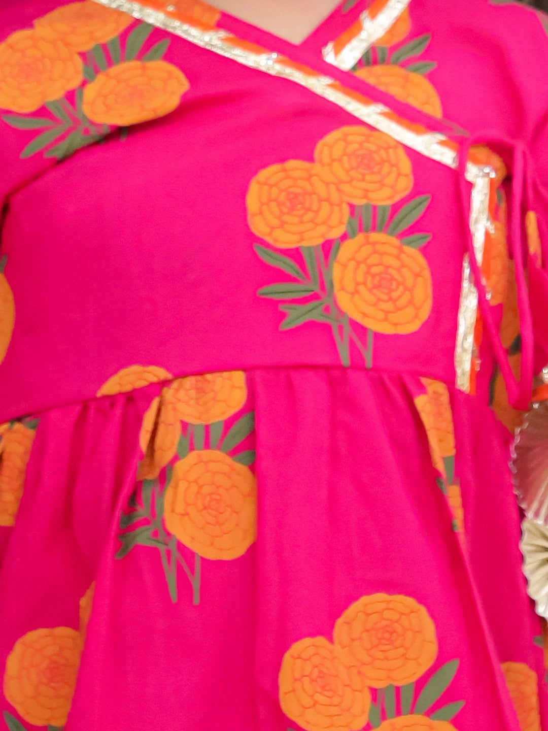 BownBee Pure Cotton Angarakha style Printed Kurti &Tulip With Dupatta For Girls