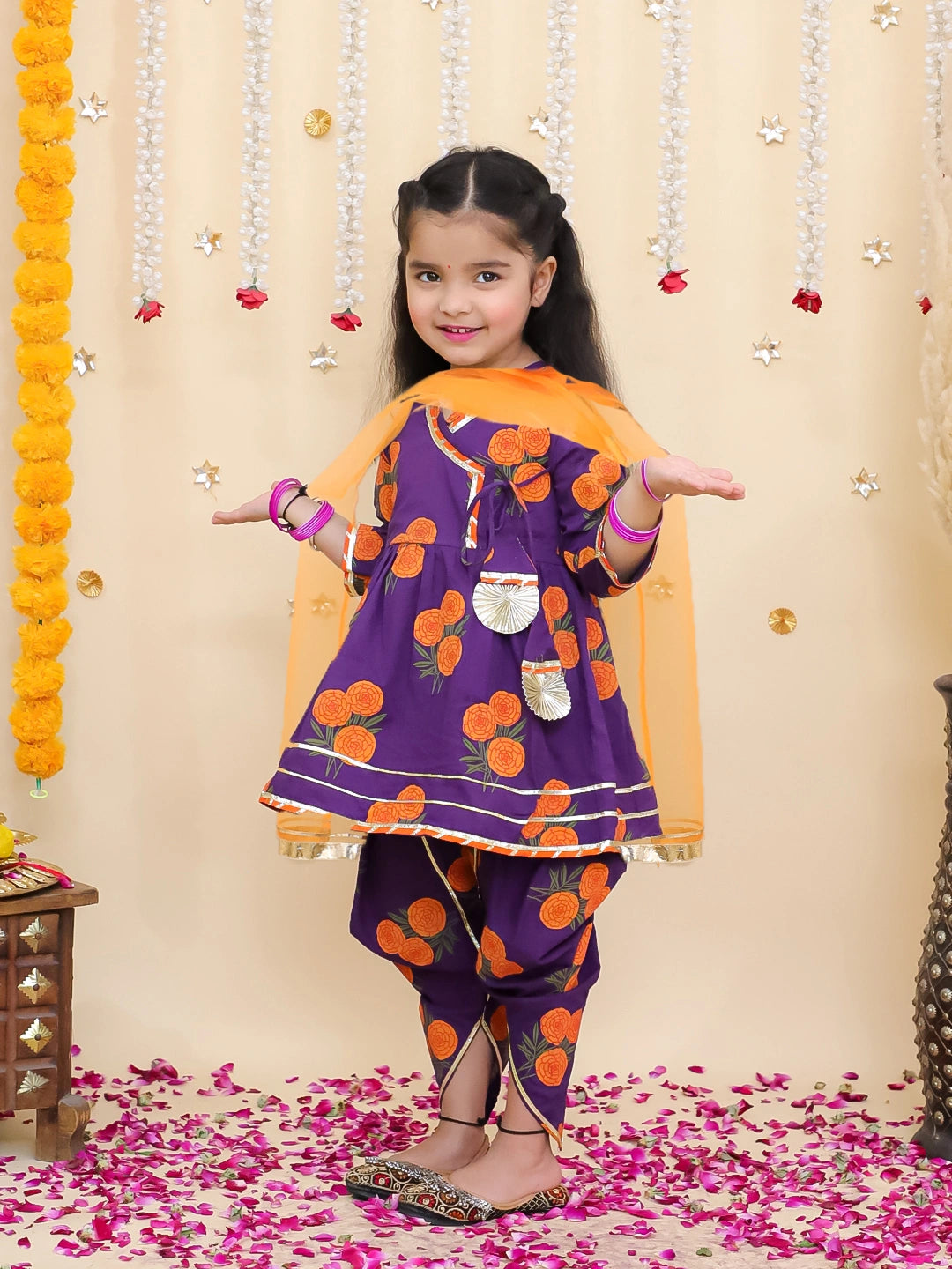 BownBee Pure Cotton Kurta Pajama & Ethnic Suit With Dupatta Sibling Set