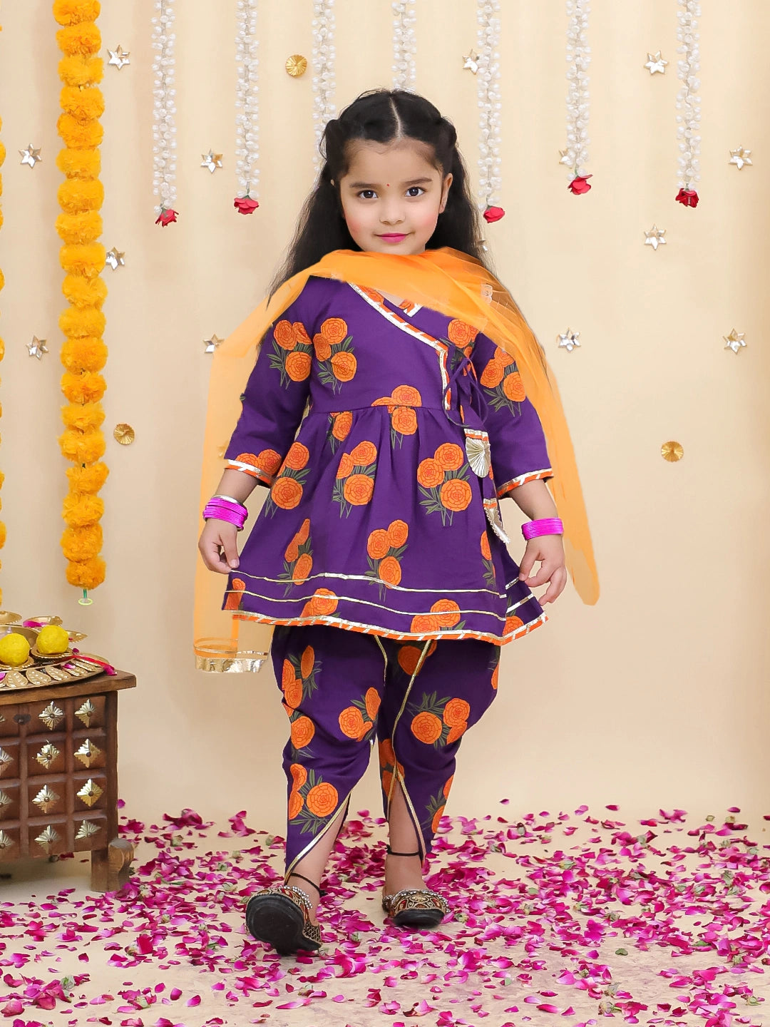 BownBee Pure Cotton Kurta Pajama & Ethnic Suit With Dupatta Sibling Set