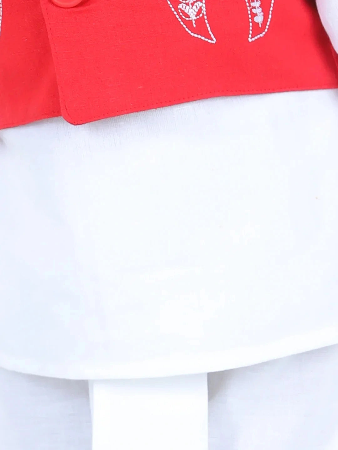 Bownbee Front Open Embroidered Kurta Dhoti for Boys- Red