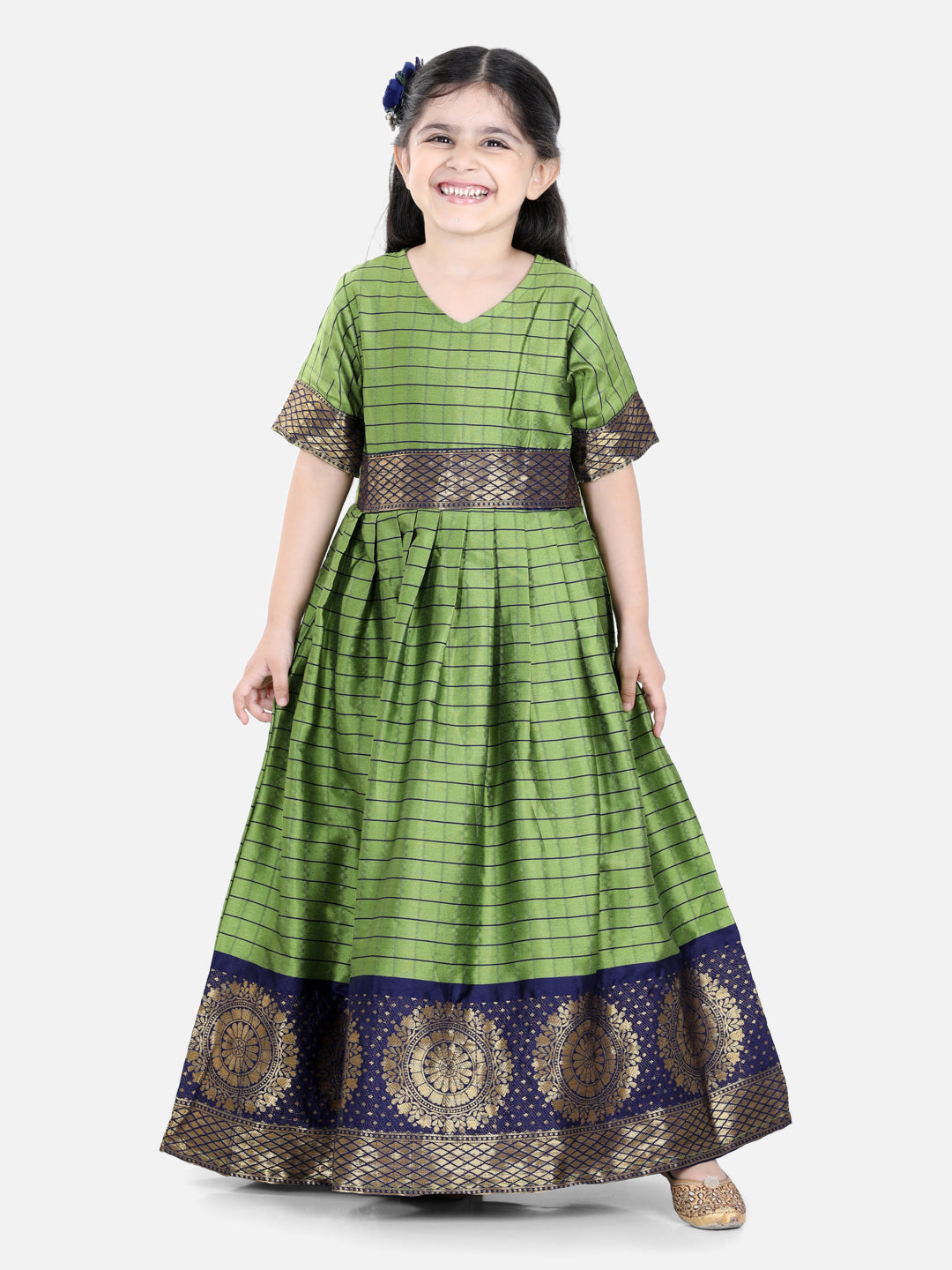 Bownee Sibling Green Sherwani Dhoti Half Sleeve Indian Party Wear Dresses Green