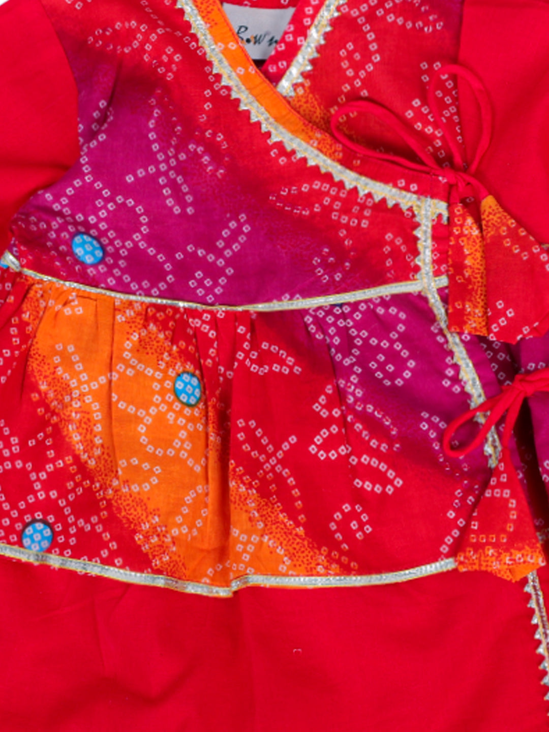 BownBee Pure Cotton Full Sleeve Jamna Set For Girls - Red